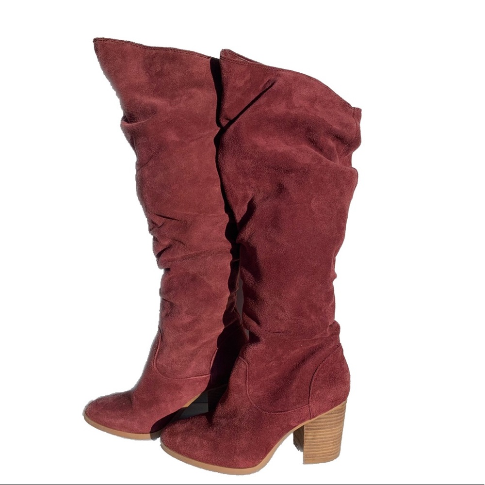 Nine West Wine Abee Knee Boot Suede Size 6.5